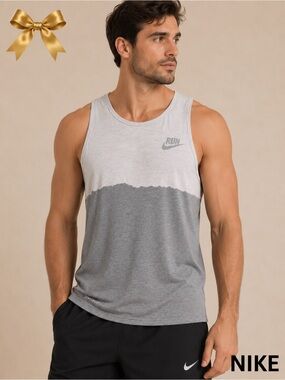 Men’s Nike Dri-FIT Duo Tone Running Tank Top Gray Size M”
